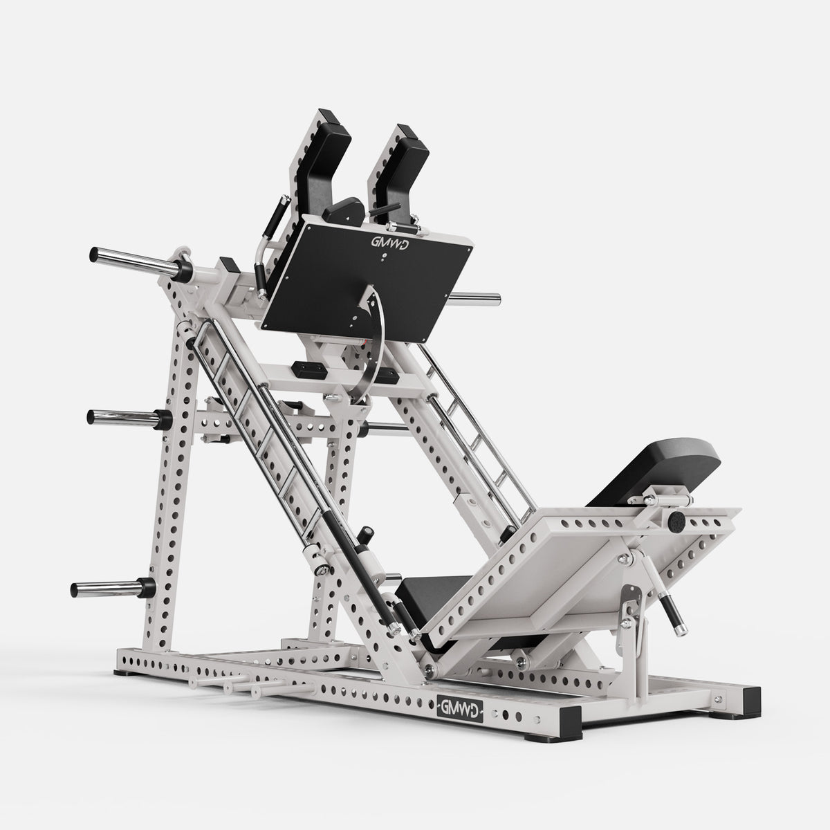 GMWD Ascent DD12 Leg Press and Hack Squat Machine White - Low Angle Side Perspective