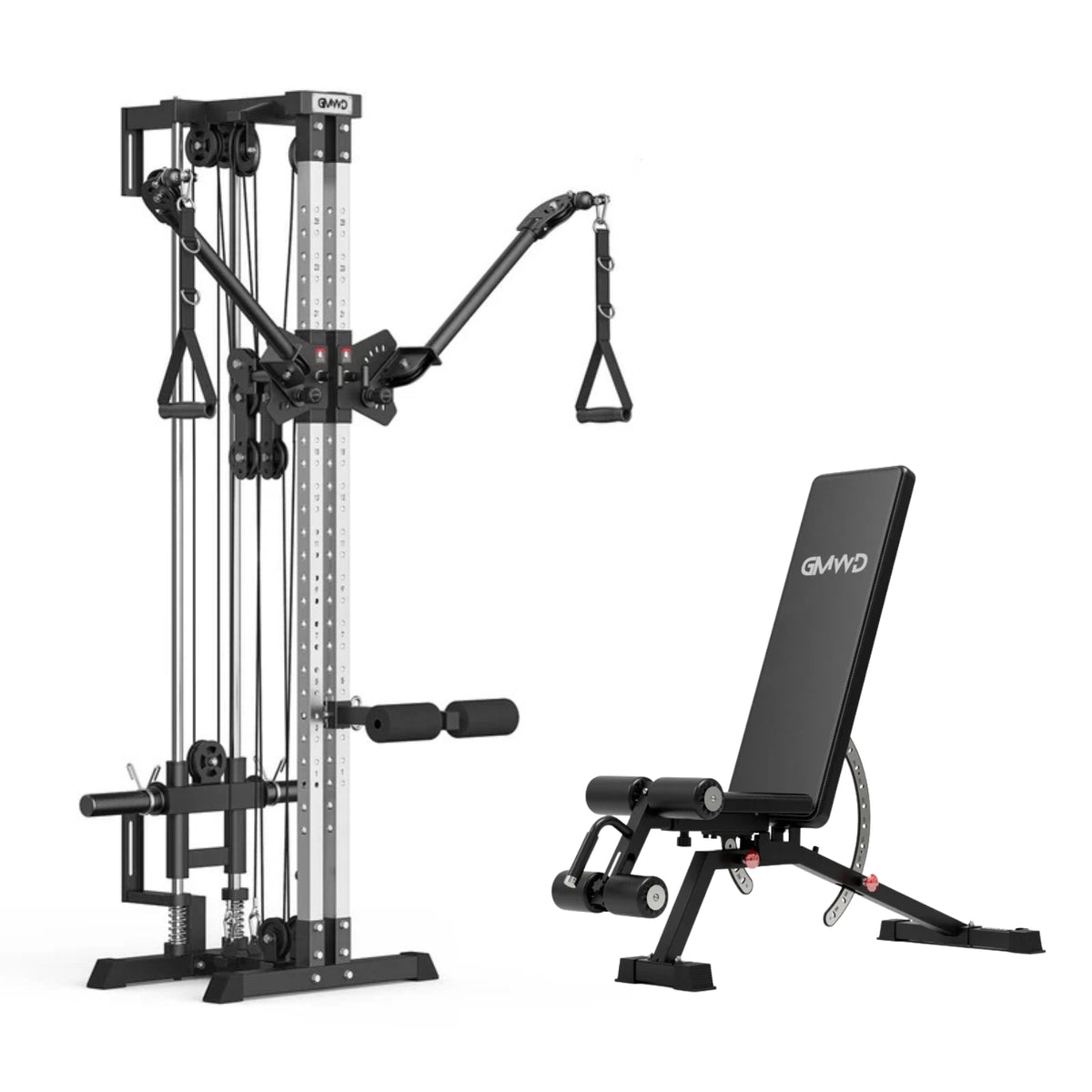 GMWD CC9 Functional Trainer and adjustable bench home gym bundle