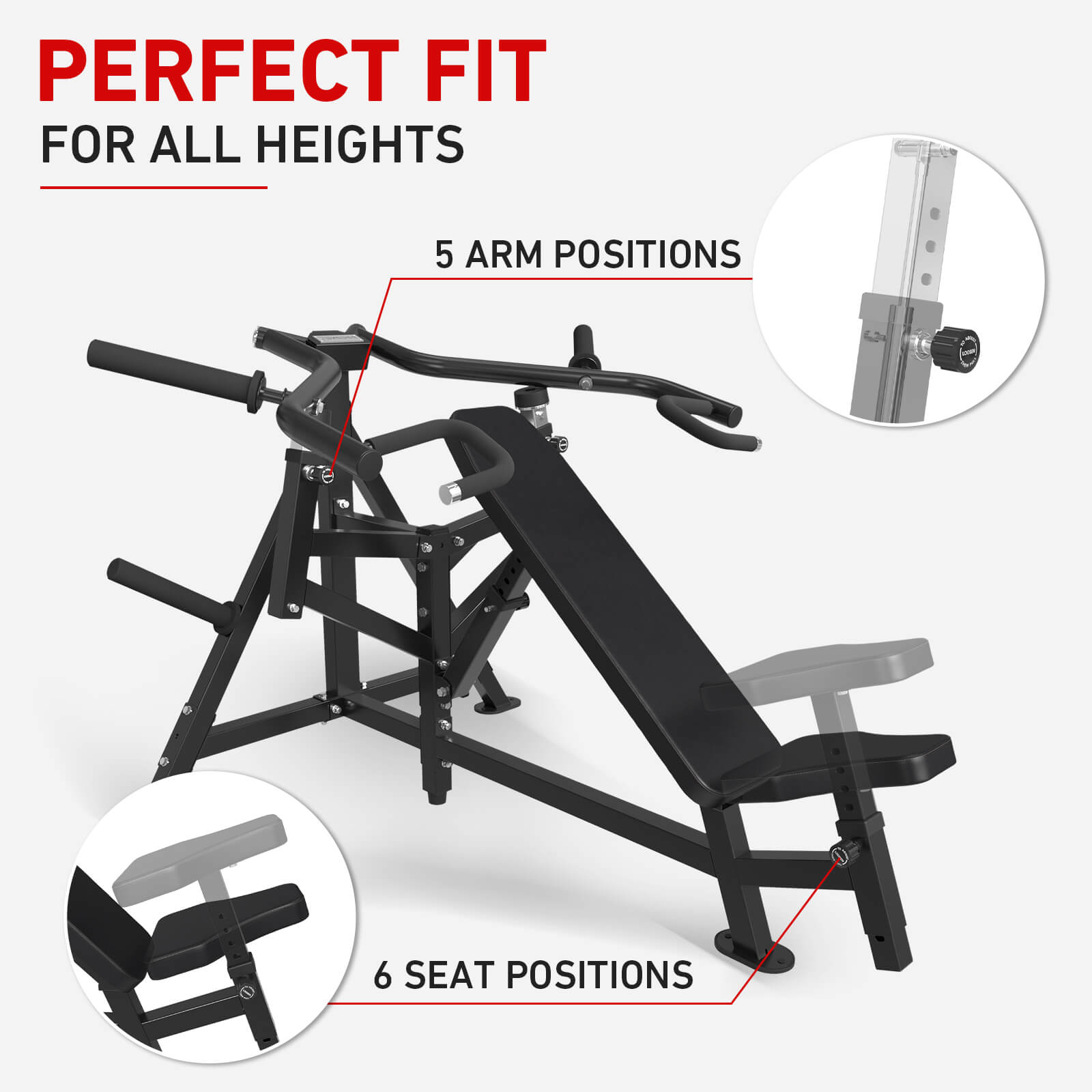 chest press machine V2 5 arm position perfect for all height-gmwd fitness