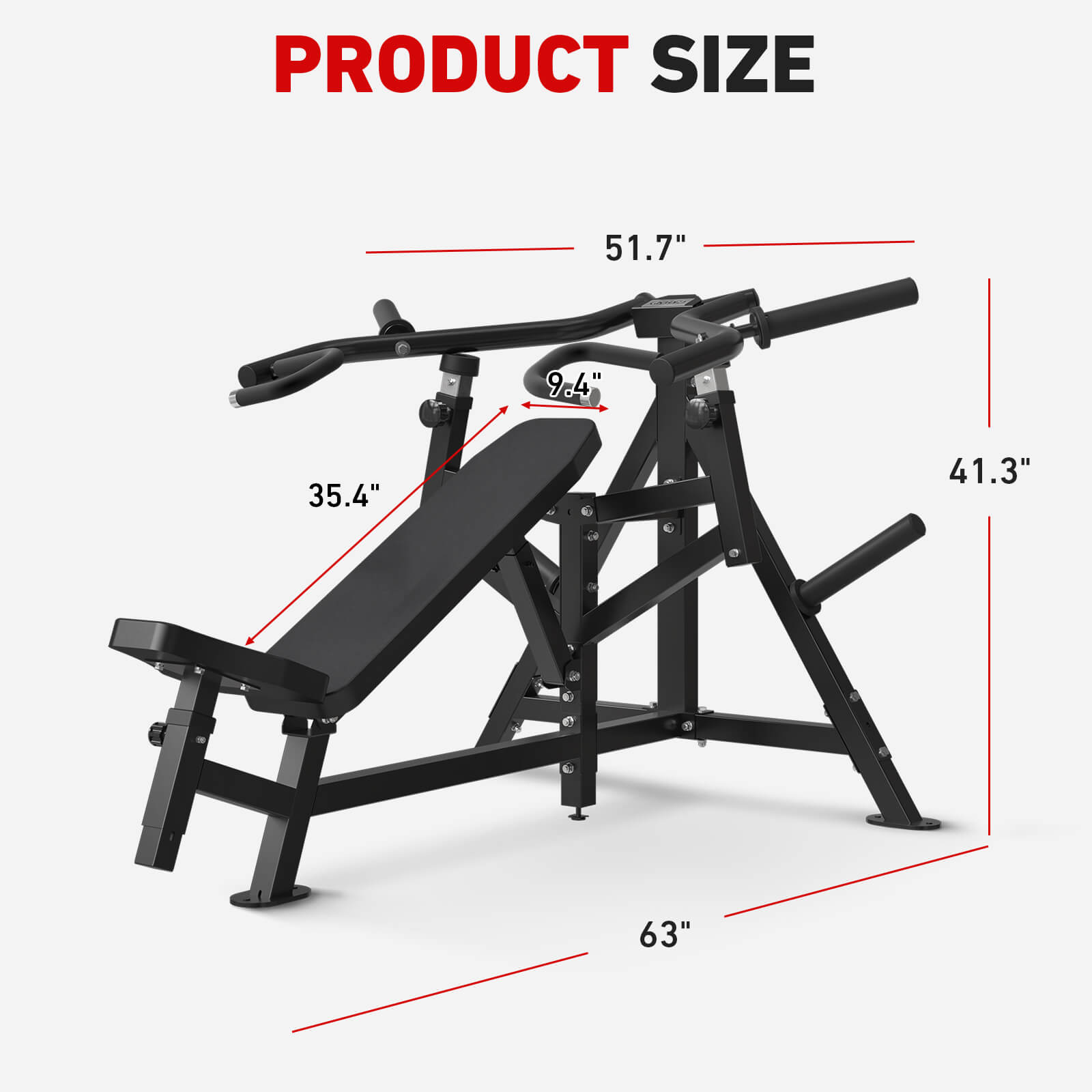 chest press machine V2 product size-gmwd fitness