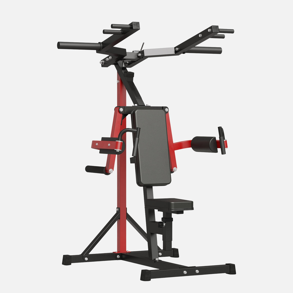 GMWD SP00 lateral raise and shoulder press machine with red and black steel frame, designed for shoulder workouts and deltoid training.