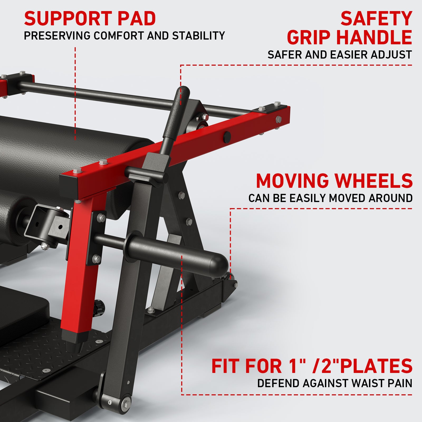 hip thrust machine support pad safety grip handle moving wheels gmwd