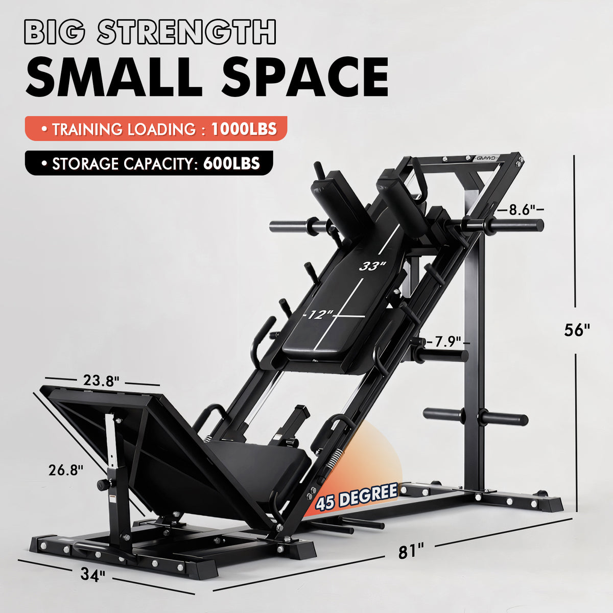Home Gym Leg Press Hack Squat Combo Machine, Plate-loaded - GMWD