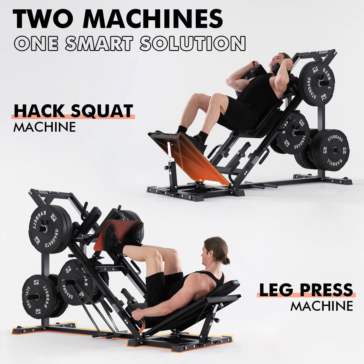Home Gym Leg Press Hack Squat Combo Machine, Plate-loaded - GMWD