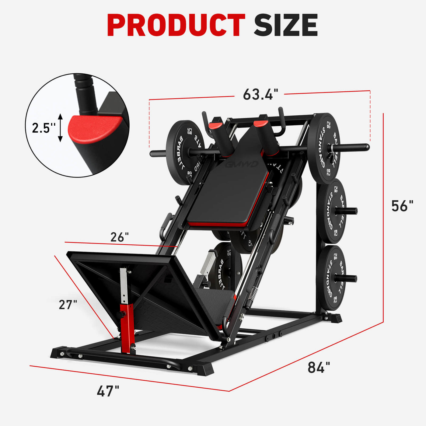 GMWD 3-In-1 Leg Press Hack Squat Machine 1500lbs Capacity Compact Leg ...