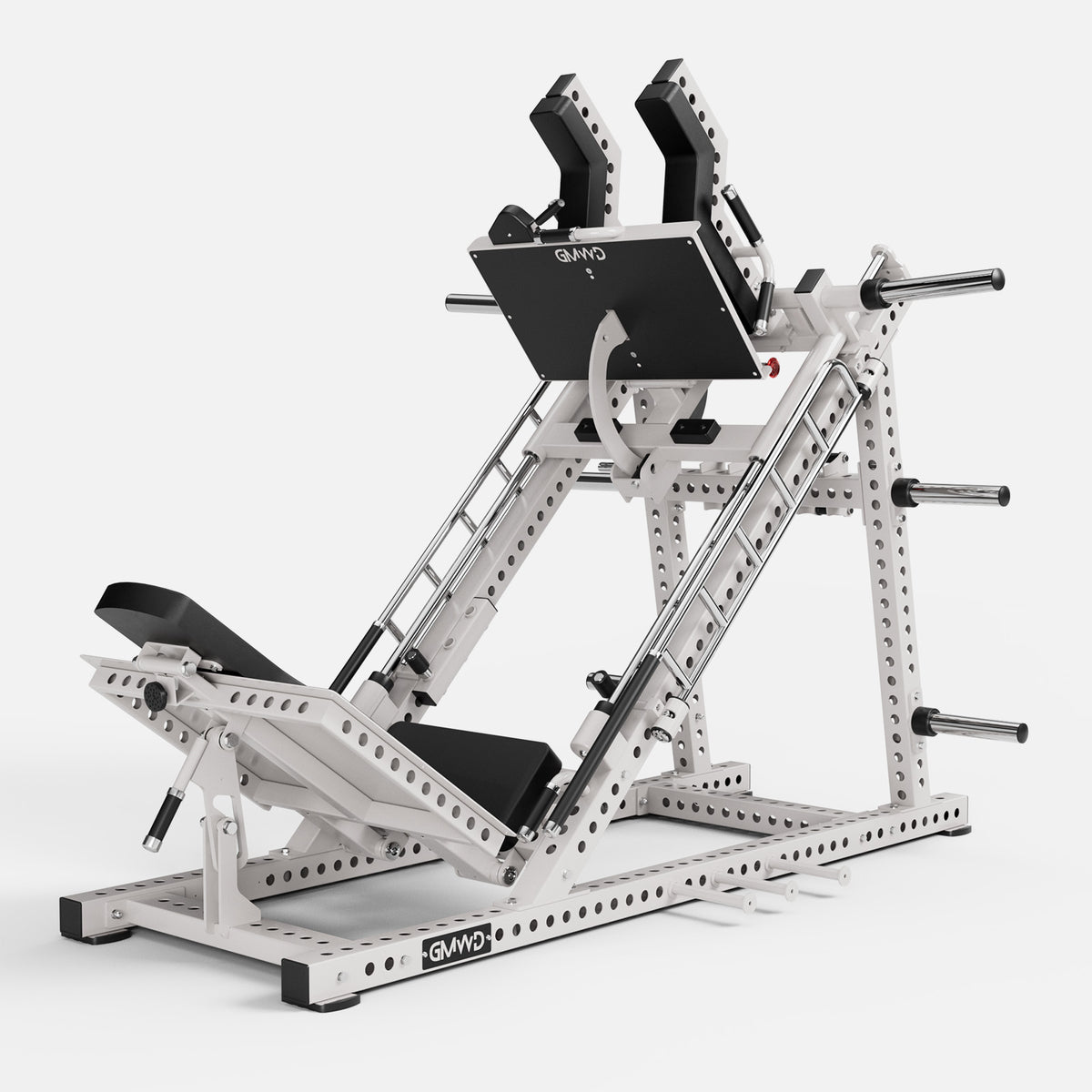 GMWD Ascent DD12 Leg Press & Hack Squat Machine White - Front 3/4 View