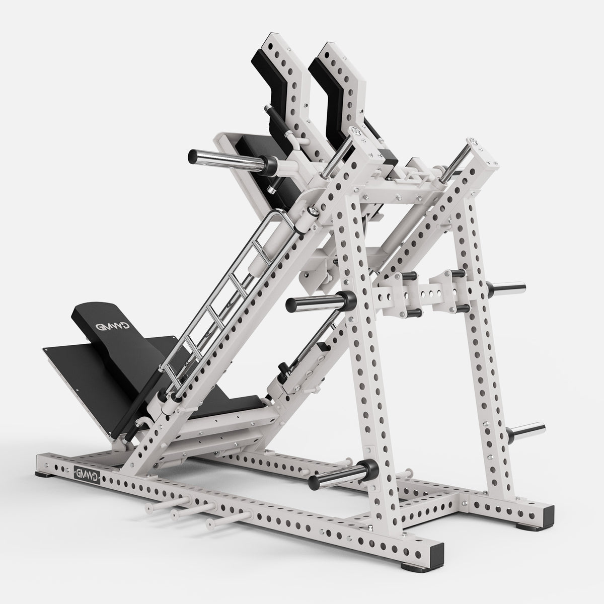 GMWD Ascent DD12 Leg Press and Hack Squat Machine White - Back Angle View
