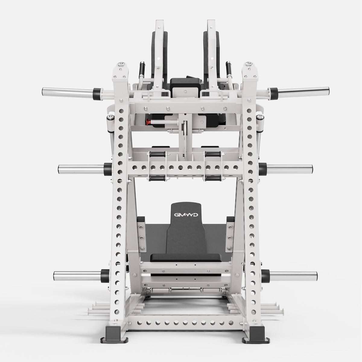 GMWD Ascent DD12 Leg Press and Hack Squat Machine in White - Straight Rear Back View