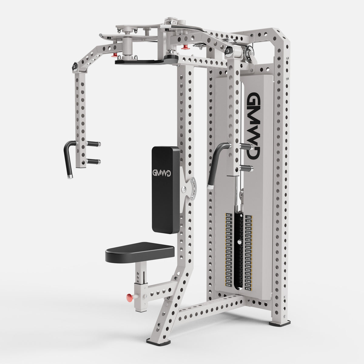 GMWD Ascent FR2 Pec Fly and Rear Delt Machine in White - Front 3/4 Angle View