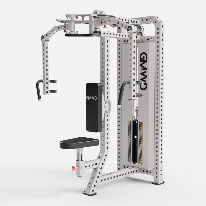GMWD Ascent FR2 Pec Fly and Rear Delt Machine in White - Front 3/4 Angle View
