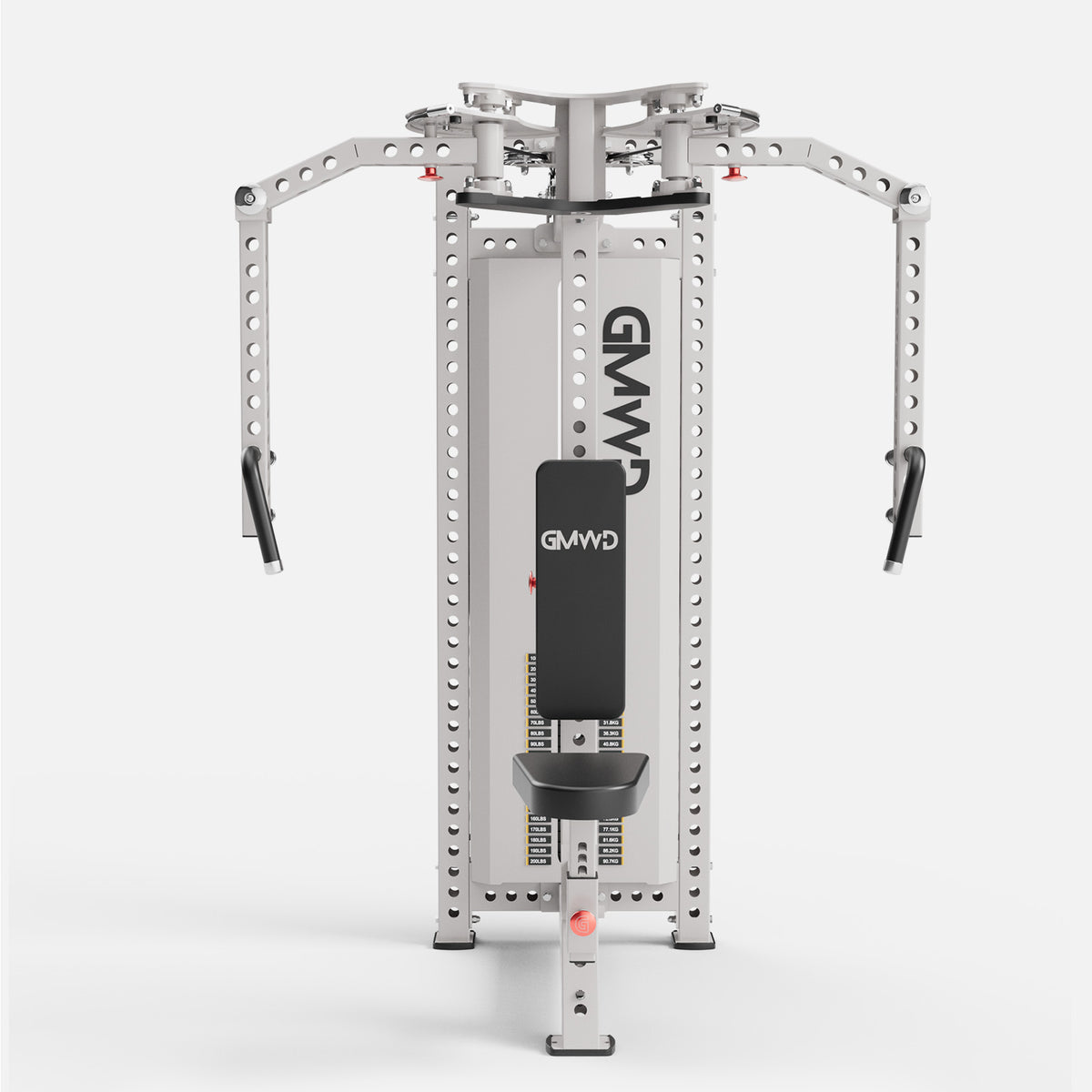 GMWD Ascent FR2 Pec Fly and Rear Delt Machine White - Straight Rear Weight Stack View