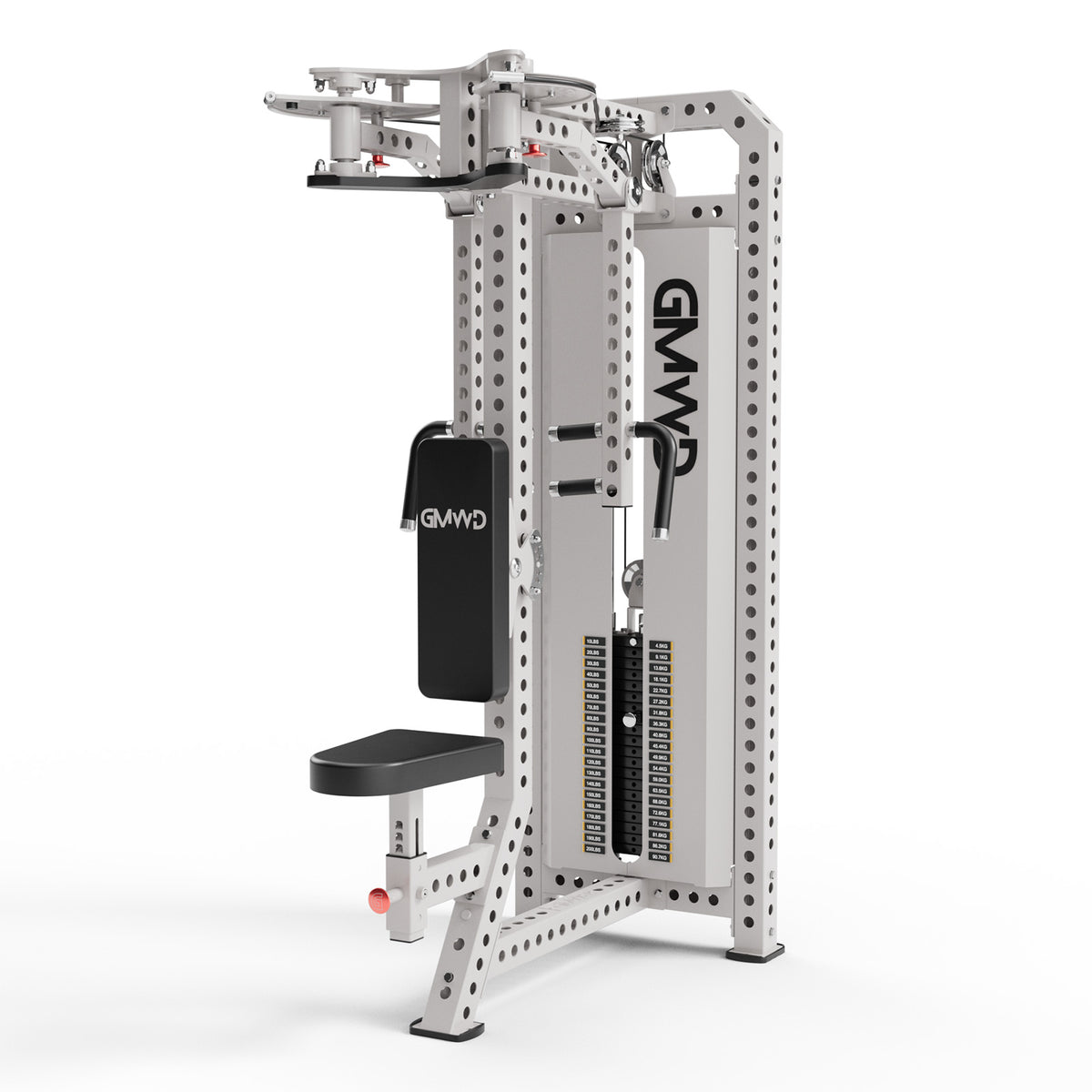 GMWD Ascent FR2 Pec Fly and Rear Delt Machine in White - Front 3/4 Angle View