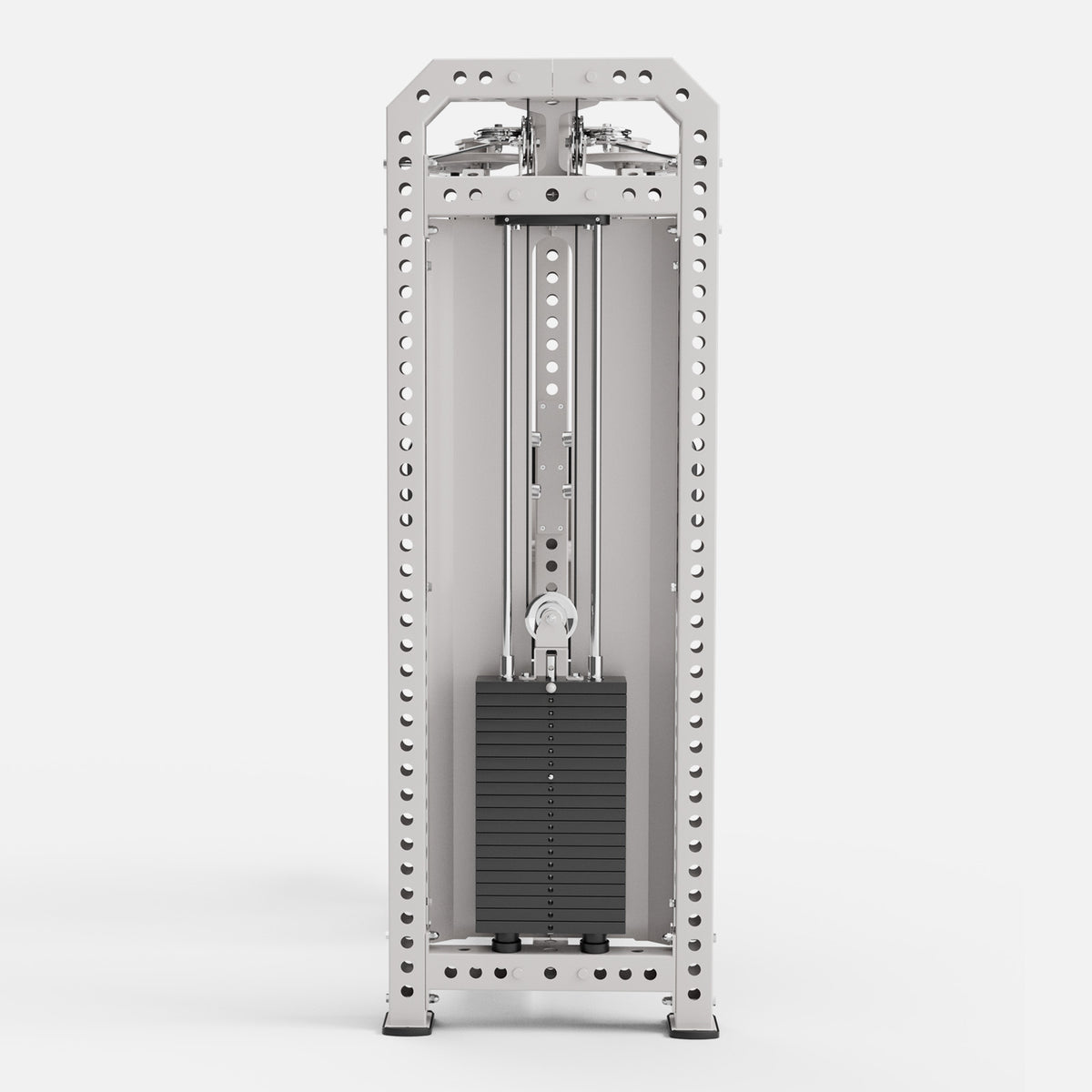 GMWD Ascent FR2 Pec Fly and Rear Delt Machine White - Straight Rear Weight Stack View