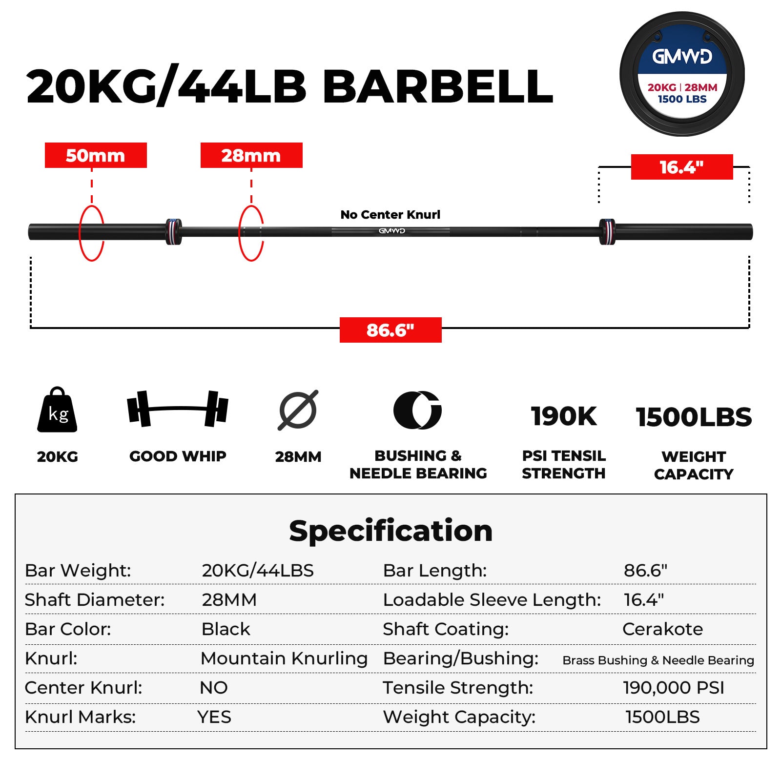 7 Feet Olympic Barbell