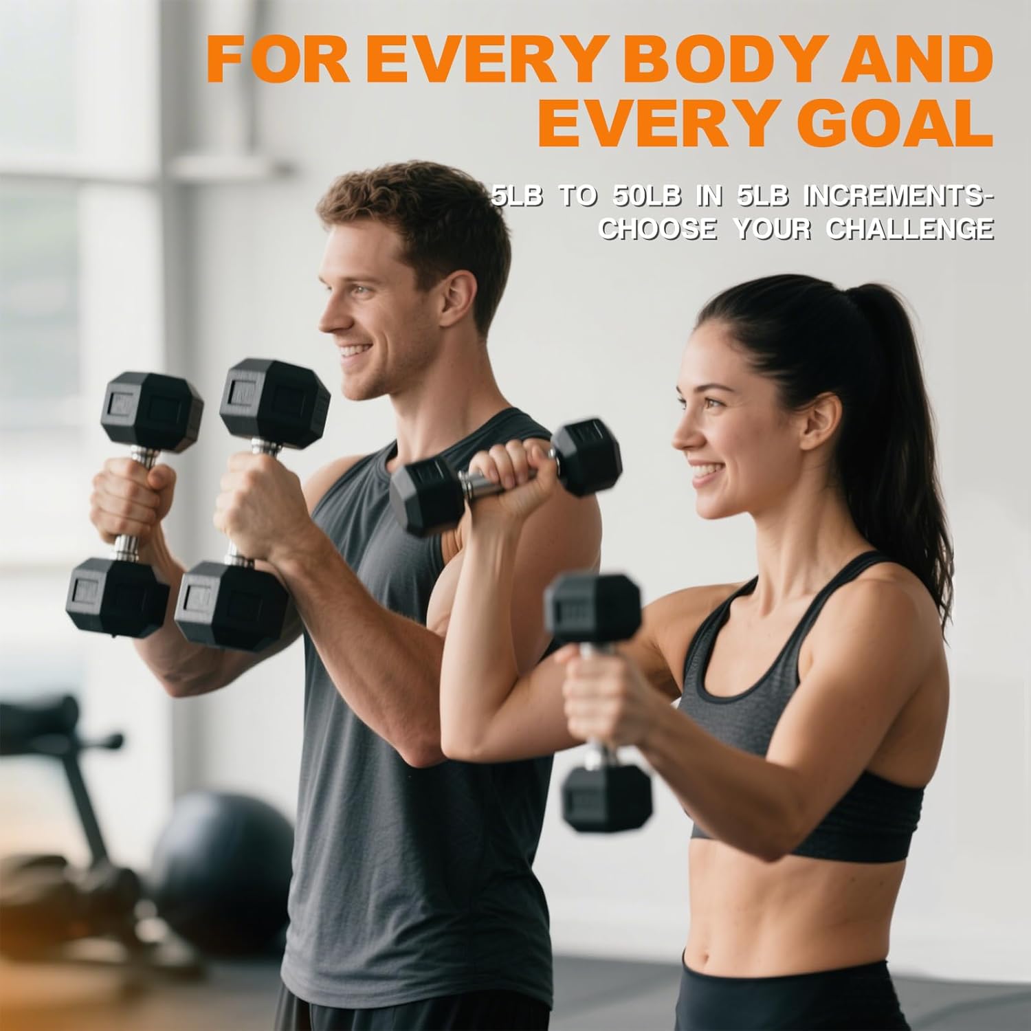 Rubber Hex Dumbbell Set with Racks