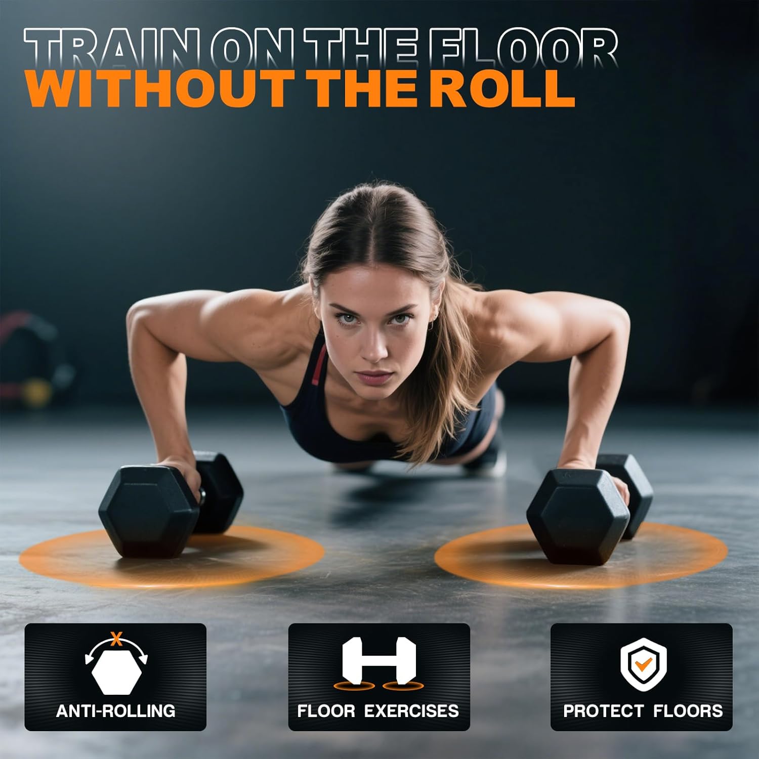 Rubber Hex Dumbbell Set with Racks