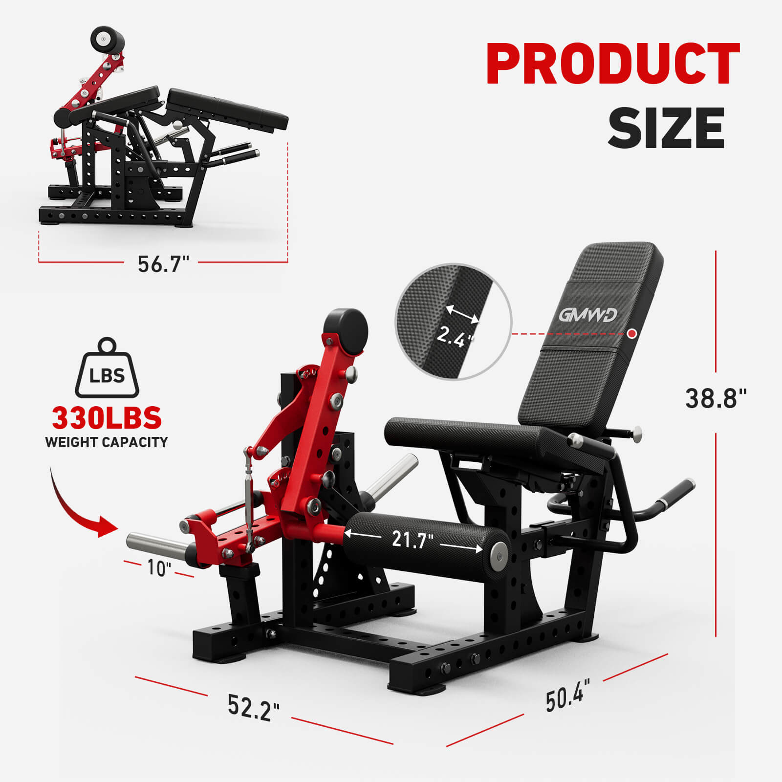 Máquina comercial de extensión y flexión de piernas LE08 2.0