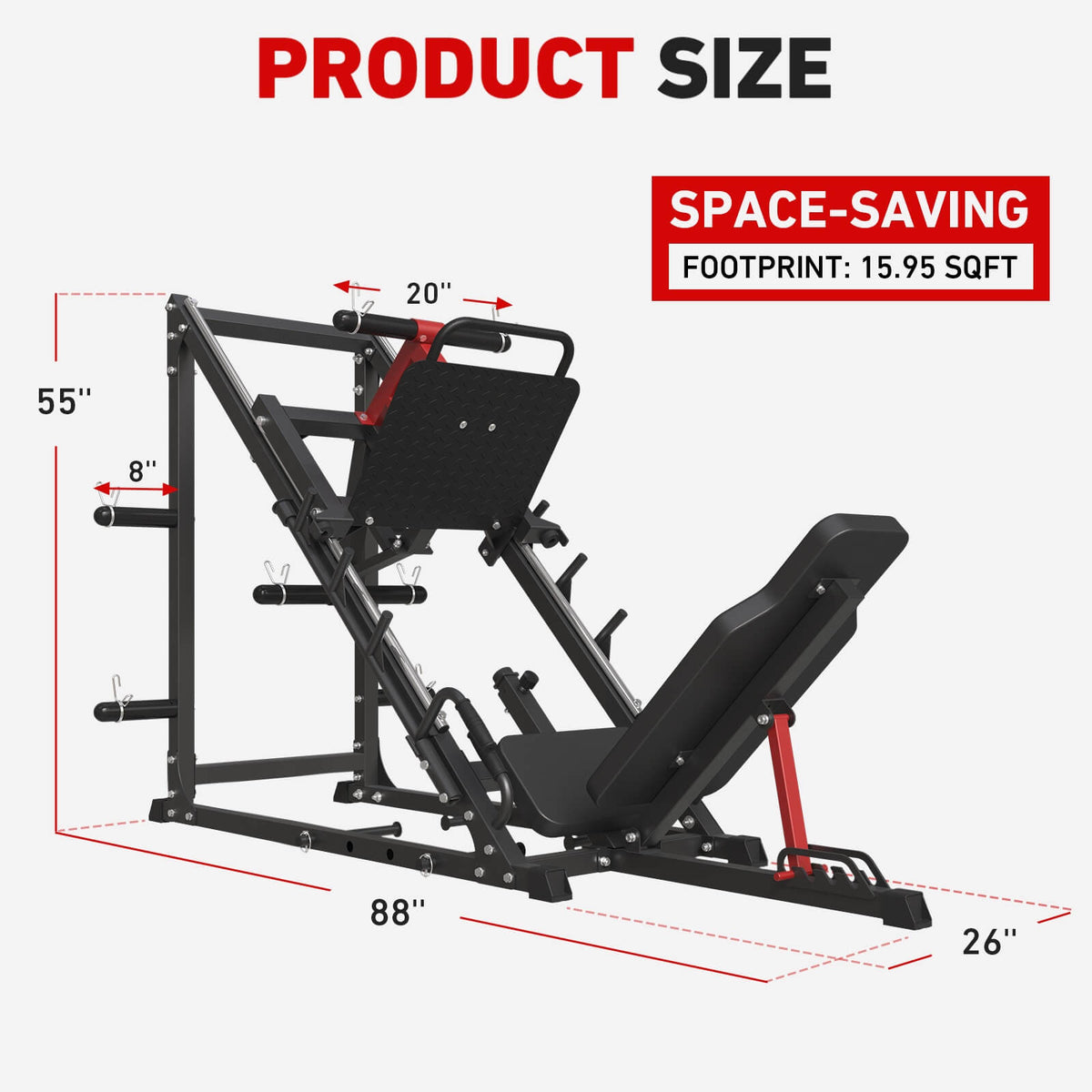 GMWD Budget 45 Degree Leg Press Machine with Calf Block, Compact Leg ...