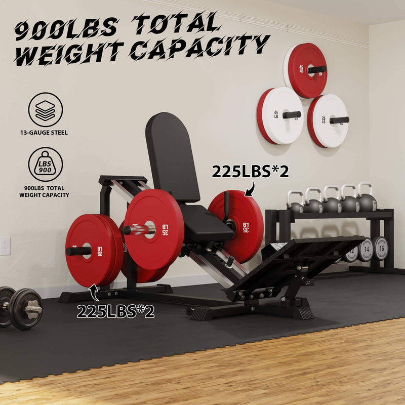 GMWD Leg Sled Machine, Compact Leg Press Machine with Calf Block