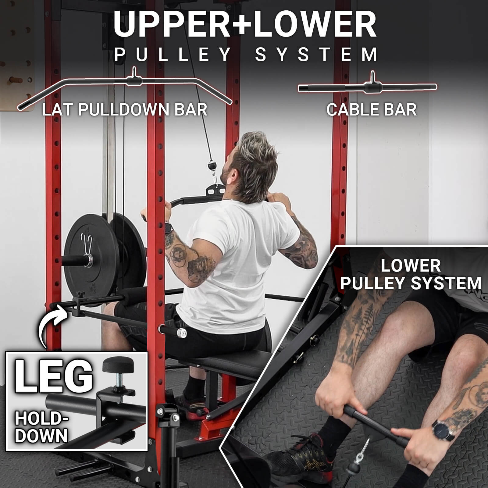 Power Cage with Lat Pulldown C3 upper lower pulley system gmwd