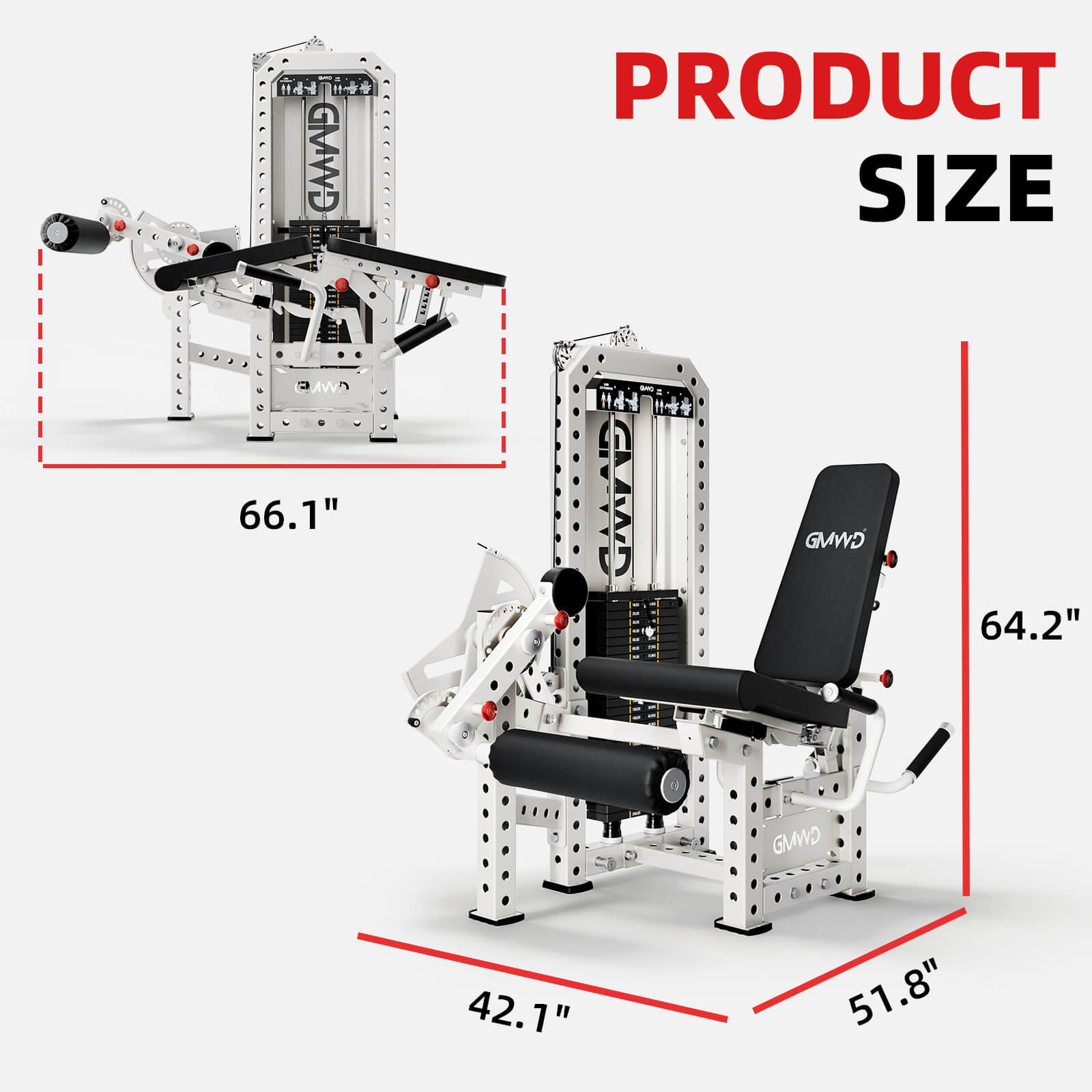 Máquina de extensión y flexión de pierna prono LE11 con selector de peso